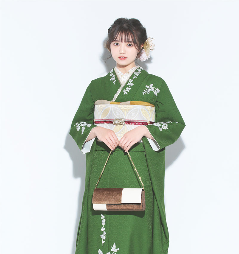 振袖 レース刺繍(緑)