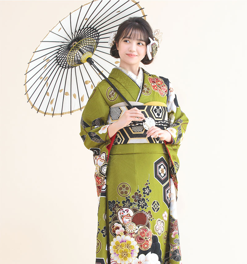 振袖 花玉(緑)