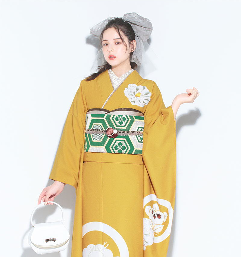 振袖 つばき家紋(カラシ)