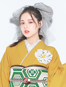 振袖 つばき家紋(カラシ)