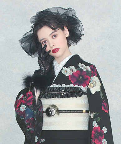 振袖 アネモネブーケ(黒)