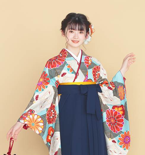 向かい鶴(水色)