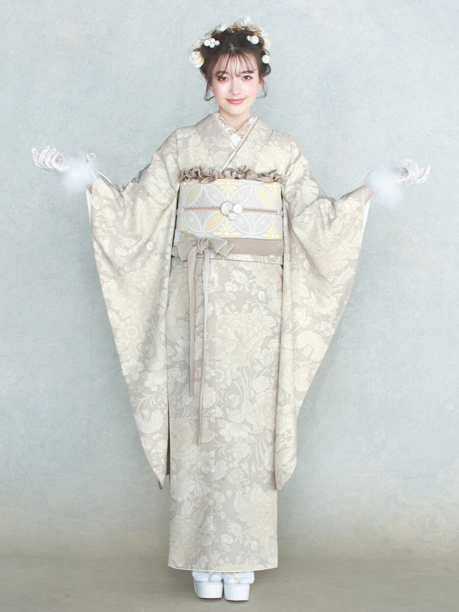 牡丹と鉄線 アイボリー