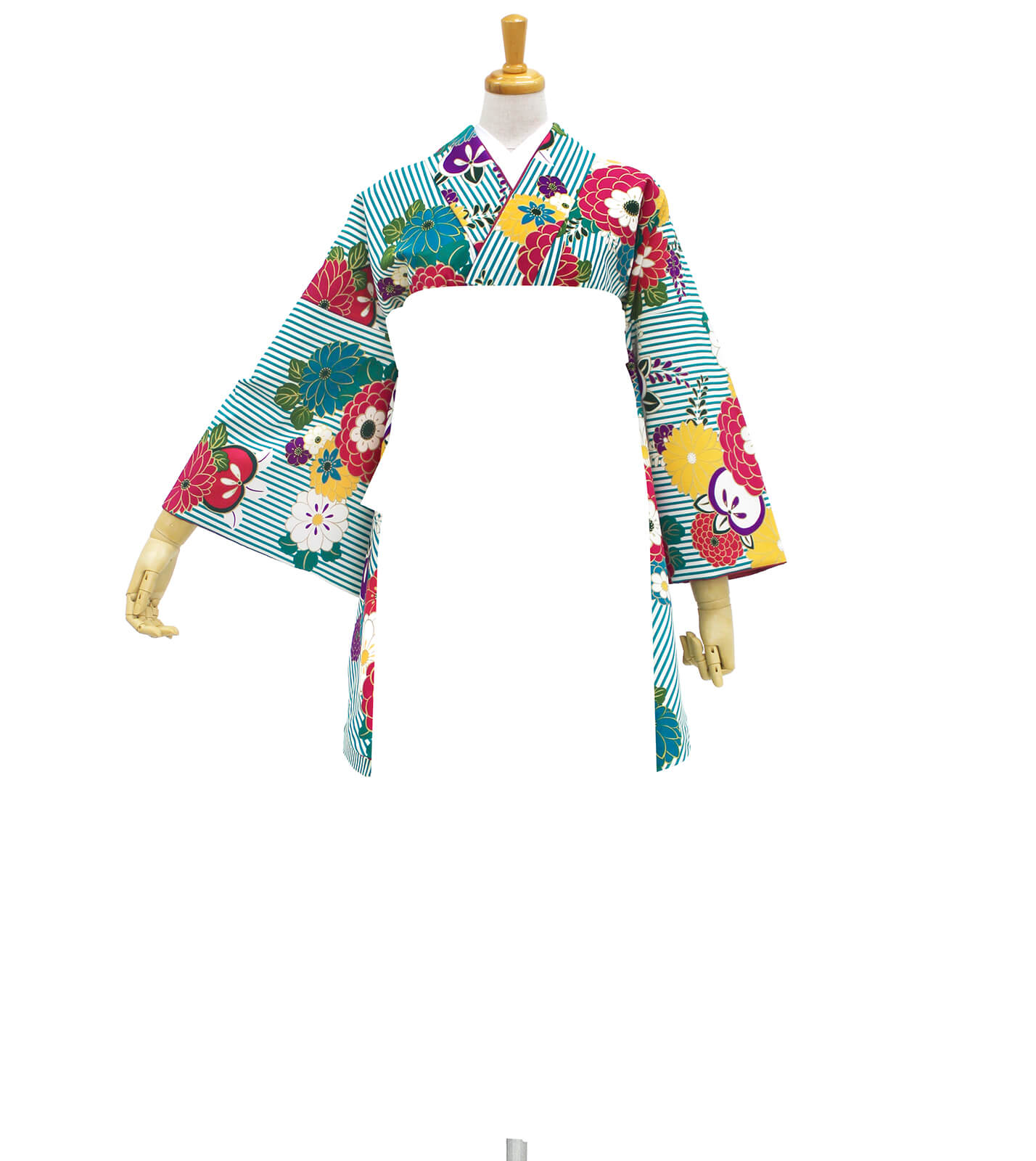 縞に万寿菊 ターコイズ