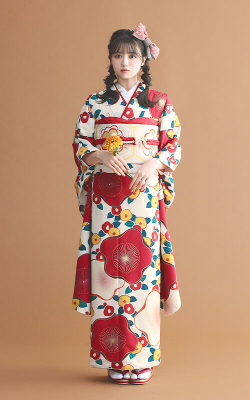 F1704 大梅に椿 赤