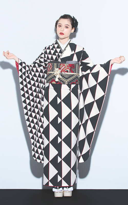 F2714 ウロコ 片身替り/黒