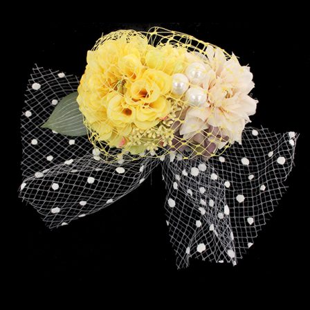 ドットチュールコサージュ 黄 (1)