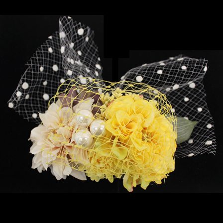 ドットチュールコサージュ 黄 (2)