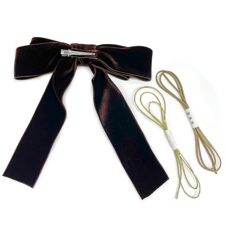 ベロアリボンクリップ パンジー×茶 (3)