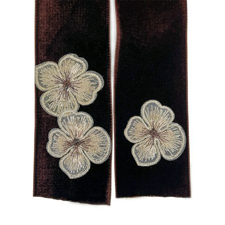 ベロアリボンクリップ パンジー×茶 (2)