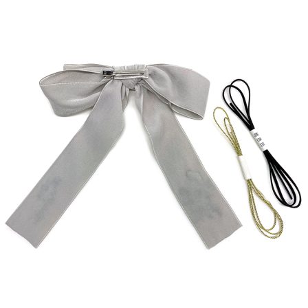 ベロアリボンクリップ 鈴蘭×グレー (3)