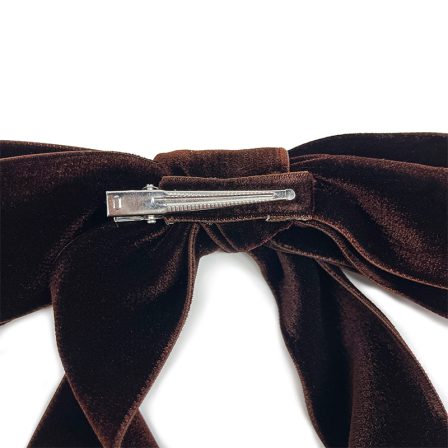 ベロアリボンクリップ パンジー×茶 (4)