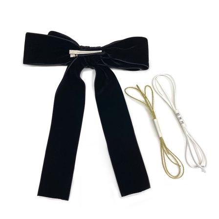 ベロアリボンクリップ 鈴蘭×黒 (3)