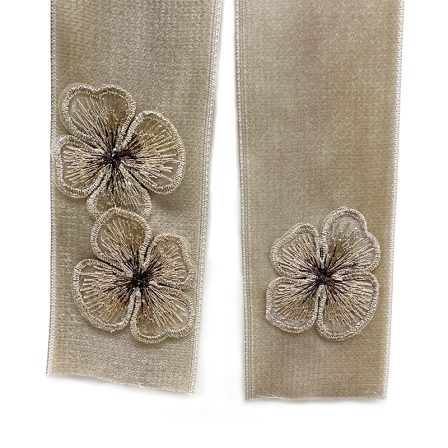 ベロアリボンクリップ パンジー×ベージュ (2)