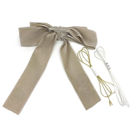 ベロアリボンクリップ パンジー×ベージュ (3)