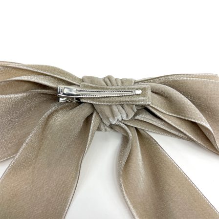 ベロアリボンクリップ パンジー×ベージュ (4)