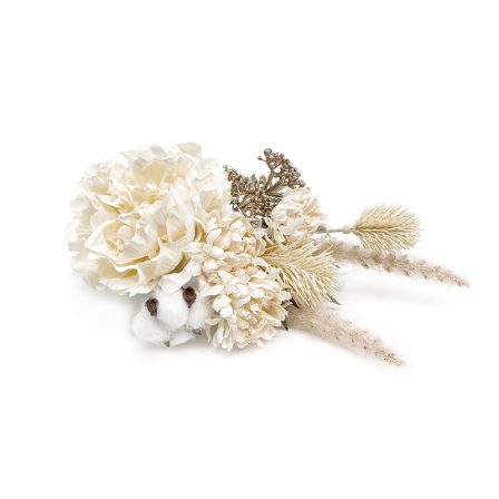 箔とコットンフラワー 銀箔×オフ(2)