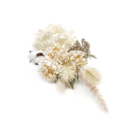 箔とコットンフラワー 銀箔×オフ(3)