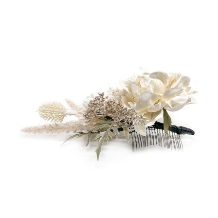 箔とコットンフラワー 銀箔×オフ(5)