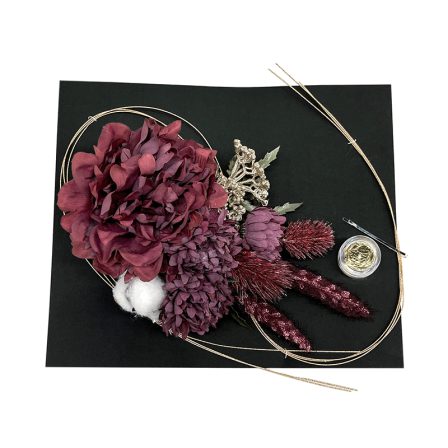 箔とコットンフラワー 金箔×ワイン(1)