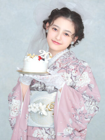 振袖 ロココ(ピンク) 帯 おしどり(白銀) 小物別売