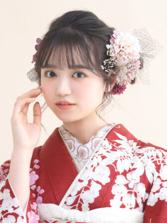 正絹振袖 緋色の祝い(赤) 帯 亀甲(赤) 小物別売